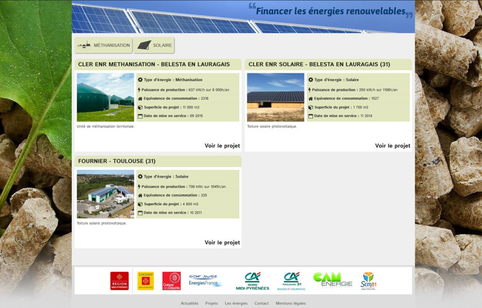 Liste porjets de Midi-Pyrénées énergies investissements
